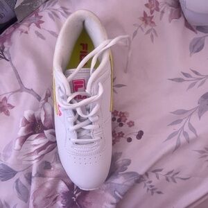 Fila Kids White and Pink Sneakers